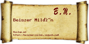 Beiszer Milán névjegykártya